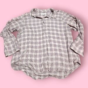 Pink Plaid Button-Up Shirt